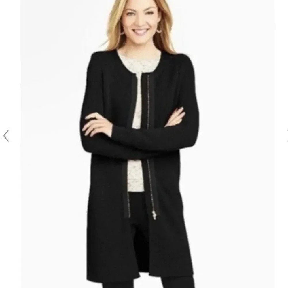 Talbots Marino Wool Zip Longline Cardigan
